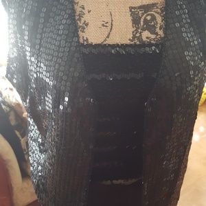 2pc Black sequin vest set
